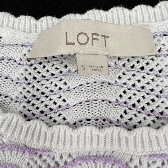 Loft Women's Small Multicolor Knit Sweater 81% Cotton Viscose Lightweight Pastel - Picture 3 of 8